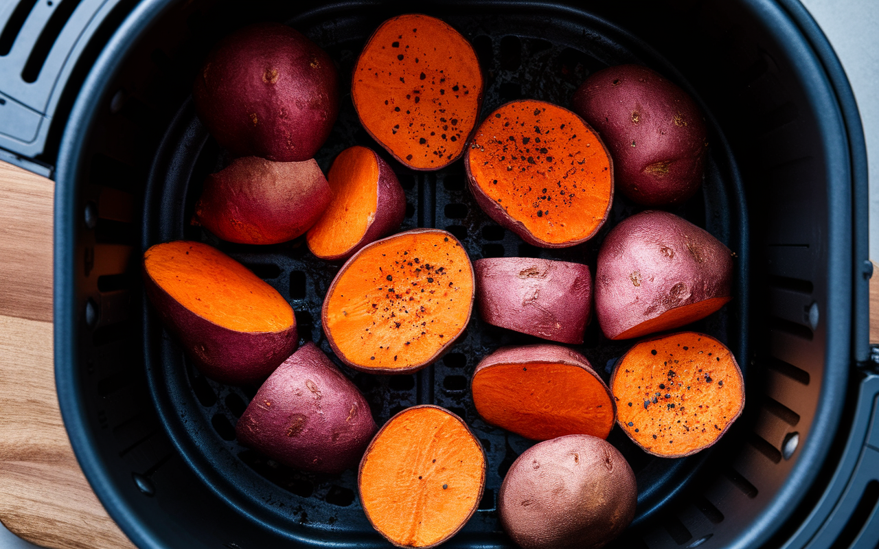 Préparation patate douce avant cuisson air fryer