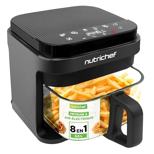 NutriChef Air fryer en verre 5,5 L, 8 modes, vue 1